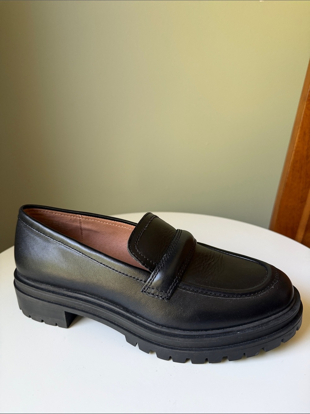 Black Chunky Loafer Women's Slip-On Shoe